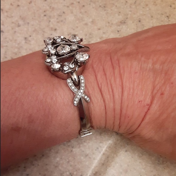 Upcycled Rhinestone Stretch Band Bracelet - Picture 2 of 6